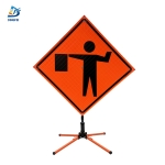 Roll Up Sign & Stand - 36 Inch Reflective Flagger Ahead Roll Up Traffic Sign